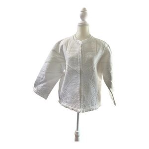 Lacey Chabert Collection White Quilted Embroidered Jacket – Size 1X – NWT